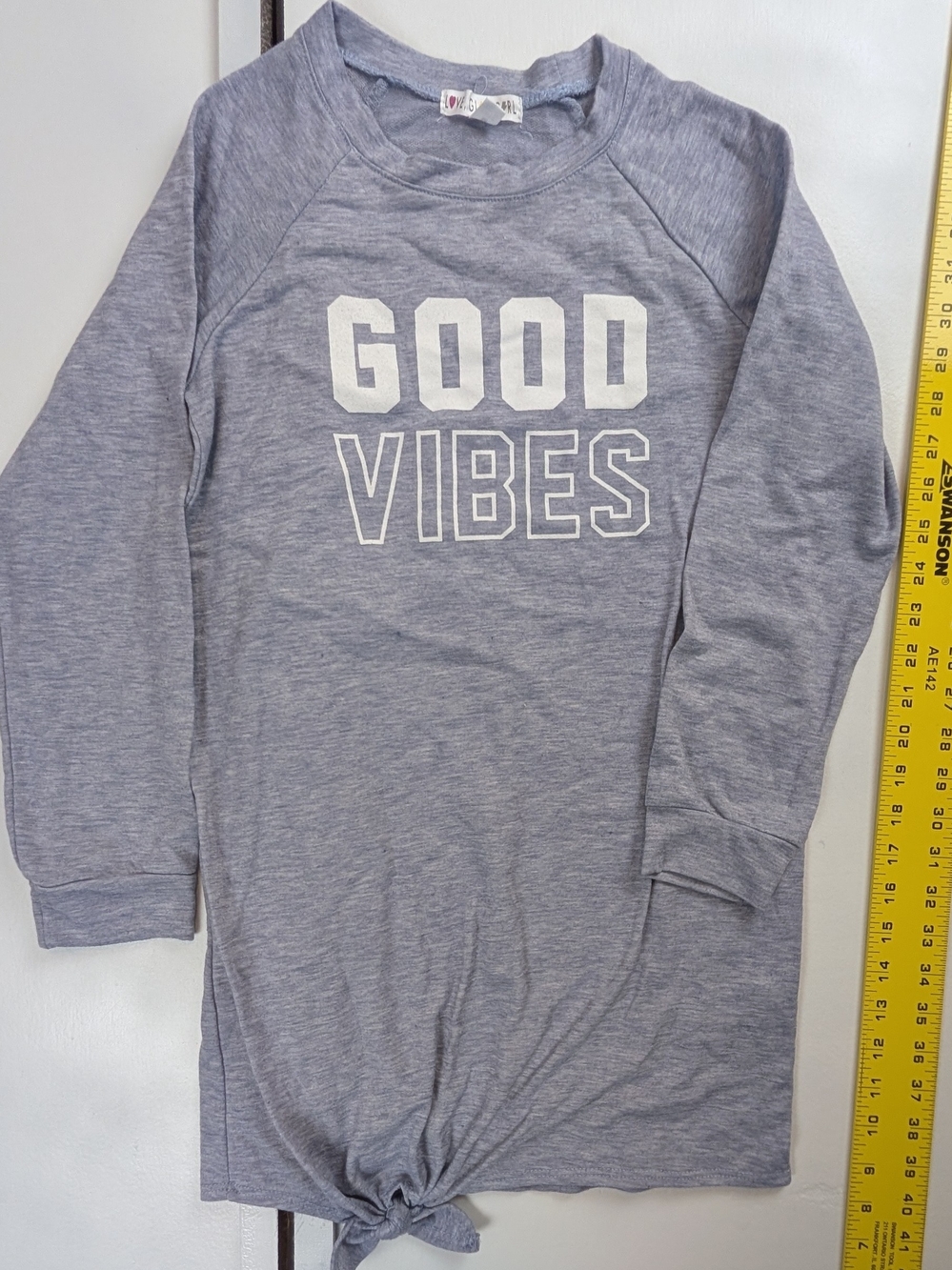 Good Vibes Long Sleeve Kids' Top - Heather Gray